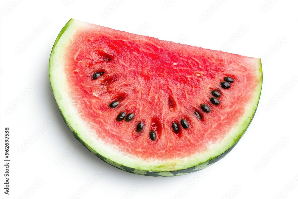 close up Watermelon fruit slice isolated on white background. Top view. Flat lay , ai close up Watermelon fruit slice isolated on white background. Top view. Flat lay , ai