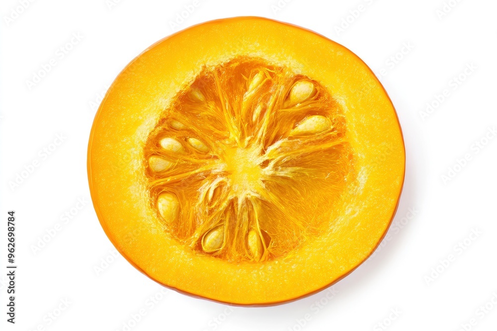 close up Pumpkin fruit slice isolated on white background. Top view. Flat lay, ai close up Pumpkin fruit slice isolated on white background. Top view. Flat lay, ai
