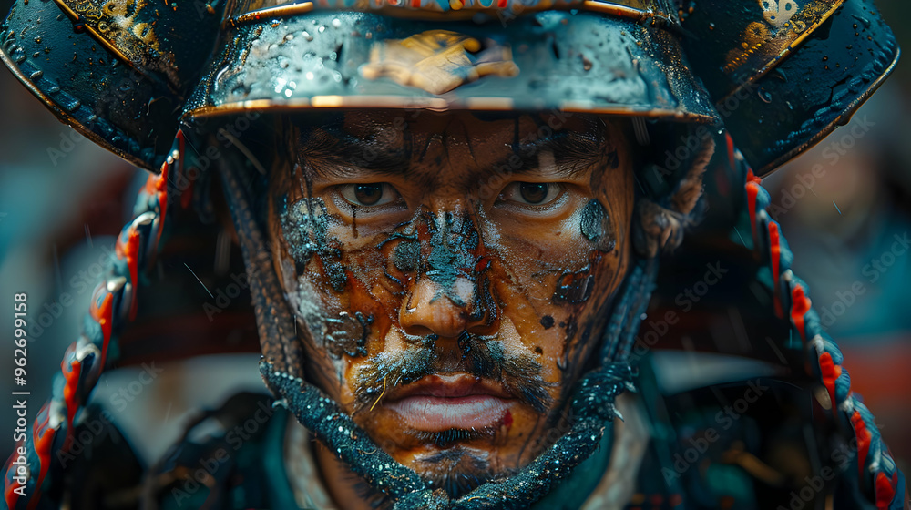 Samurai Warrior in Armor, Close Up Photo Samurai Warrior in Armor, Close Up Photo