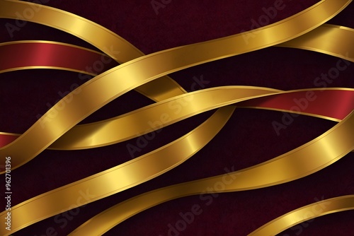 Wallpaper Mural Elegant golden ribbons intertwine against a rich red background, creating a luxurious and festive design perfect for celebrations and special occasions. Torontodigital.ca