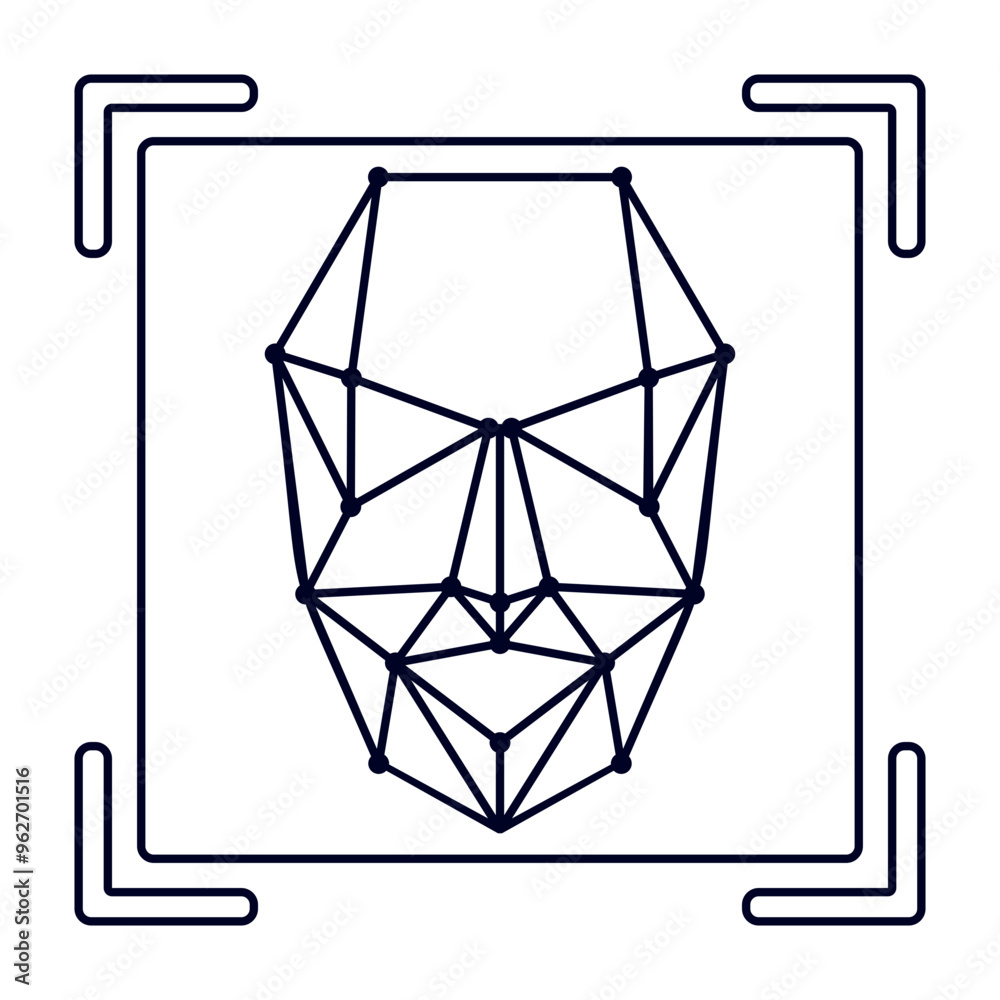 Face ID Technology Outline Illustration Face ID Technology Outline Illustration