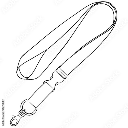 ID lanyard outline illustration on transparent background. Technology coloring page for kids