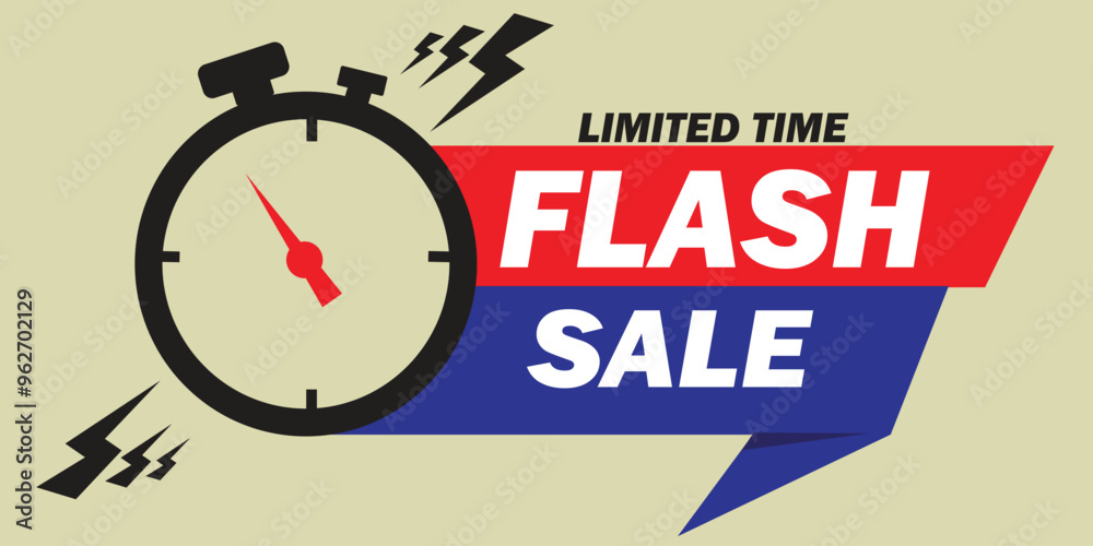 Flash sale with clock and icons Flash sale with clock and icons