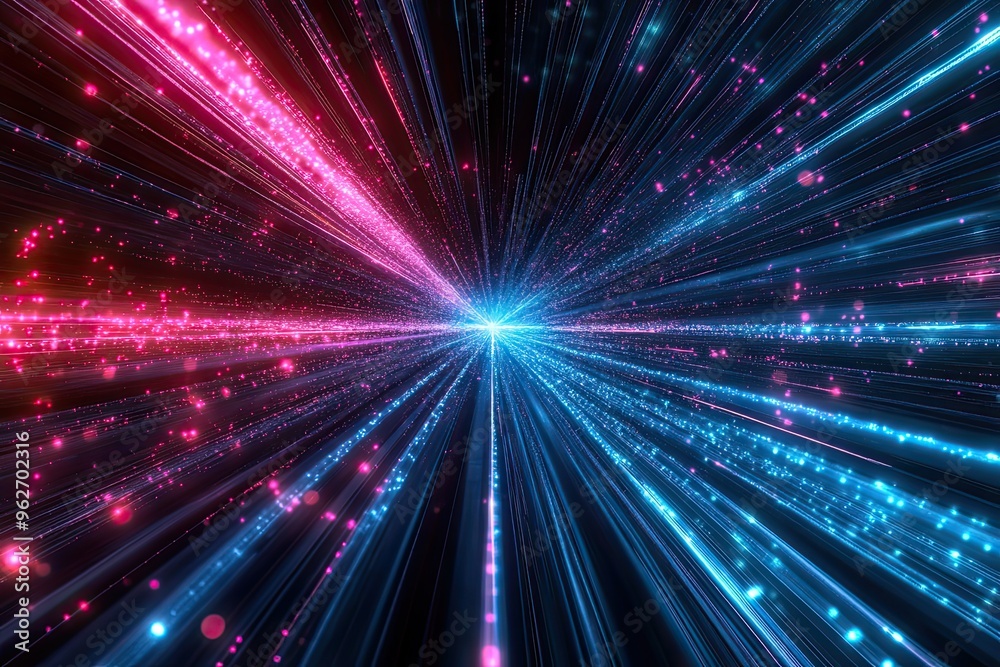 Obraz premium Abstract digital technology background. Innovation high-tech future network connection speed movement AI metaverse communication big data data transfer Network cyber light trails