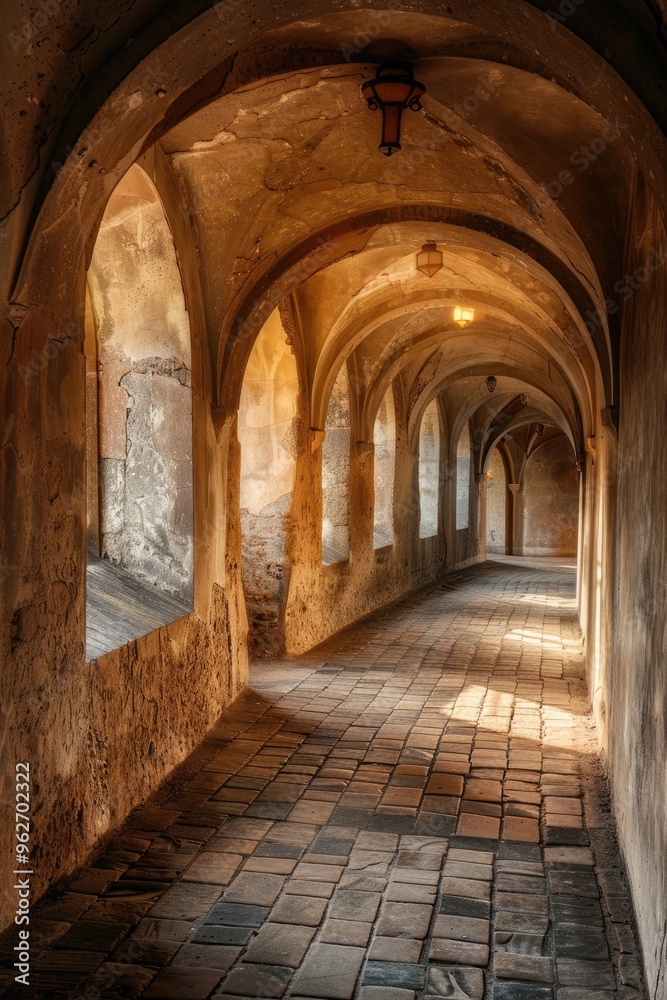 Fantasy medieval gallery in the castle. Fantasy medieval gallery in the castle.