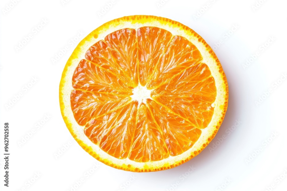 close up Orange fruit slice isolated on white background. Top view. Flat lay, ai close up Orange fruit slice isolated on white background. Top view. Flat lay, ai