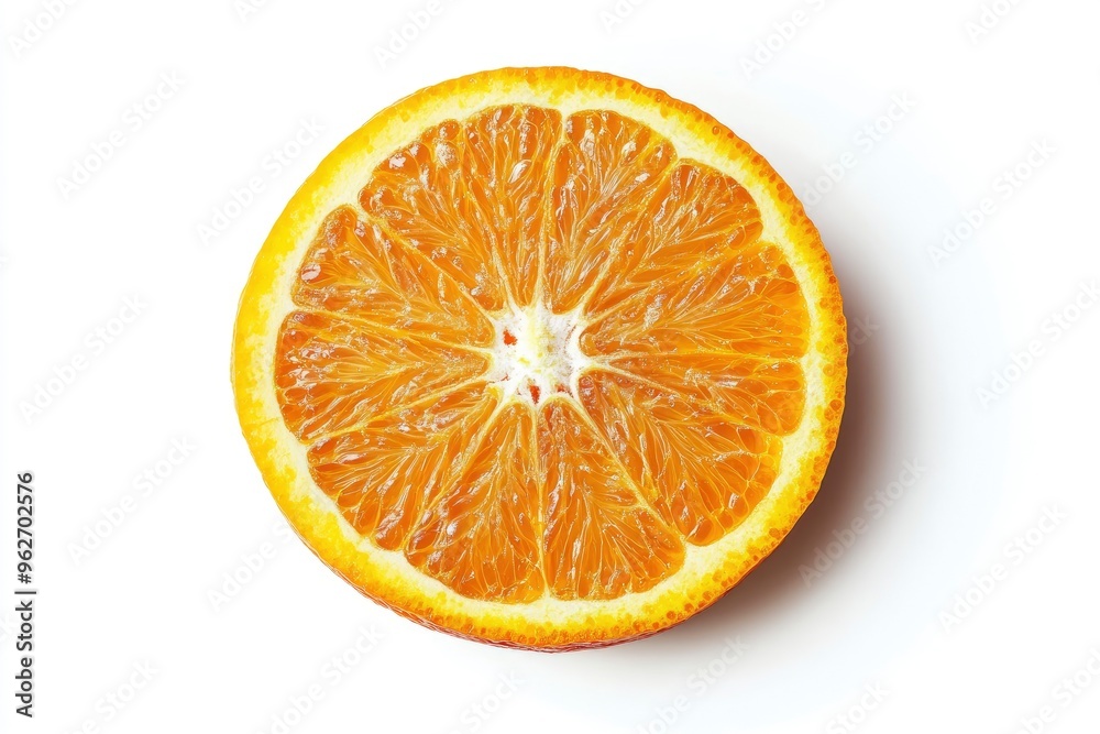 close up Orange fruit slice isolated on white background. Top view. Flat lay, ai close up Orange fruit slice isolated on white background. Top view. Flat lay, ai