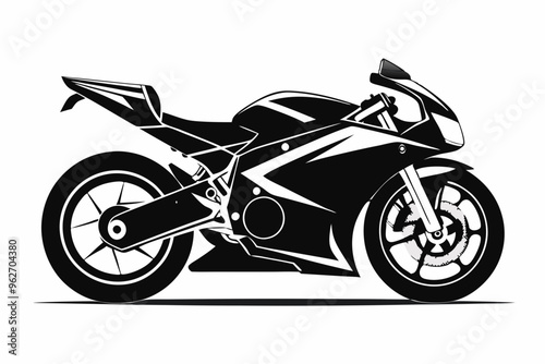 Motorcycle racing silhouette vector illustration, Super bike, sports bike