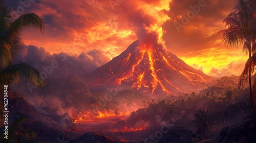 Volcanic Eruption in Tropical Paradise