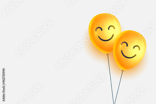 lovely yellow smiley balloon background with text or empty space