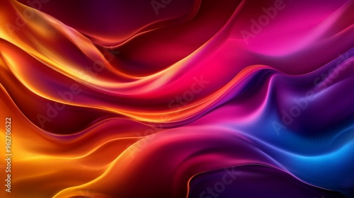 Vibrant abstract background with flowing waves in shades of red, orange, blue, and purple, creating a dynamic and colorful design.