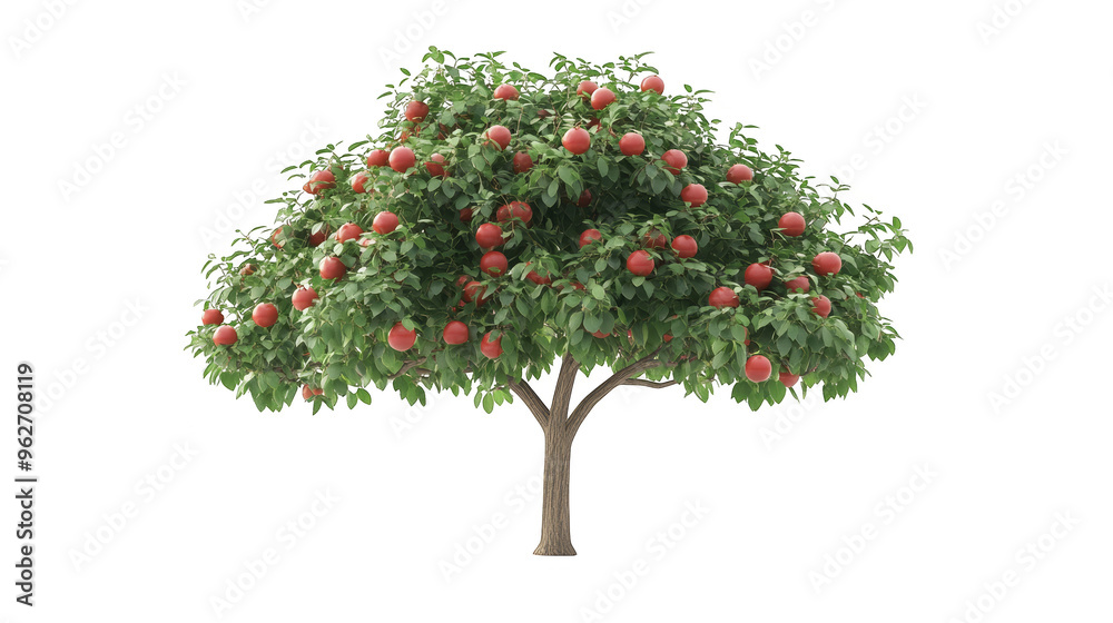 Red apples on a tree branch isolated transparent background Red apples on a tree branch isolated transparent background