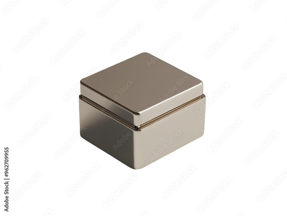 Silver Metal Gift Box Mockup with Gold Trim Silver Metal Gift Box Mockup with Gold Trim