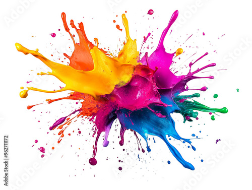 Abstract colorful paint splash explosion transparent background