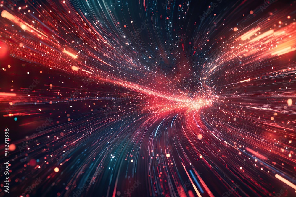 Abstract digital technology background. Innovation high-tech future network connection speed movement AI metaverse communication big data data transfer Network cyber light trails