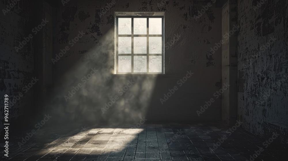 Dimly lit room against bright backdrop. Dimly lit room against bright backdrop.