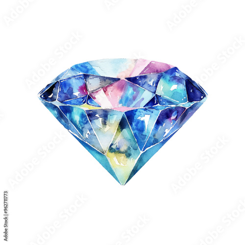 diamond vector illustration in watercolor style