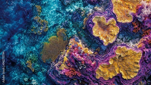Vibrant Underwater Coral Reef Landscape with Colorful Corals and Blue Water