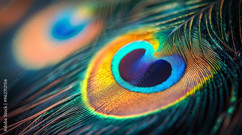 Obraz premium Peacock Feather Close Up with Eye Pattern