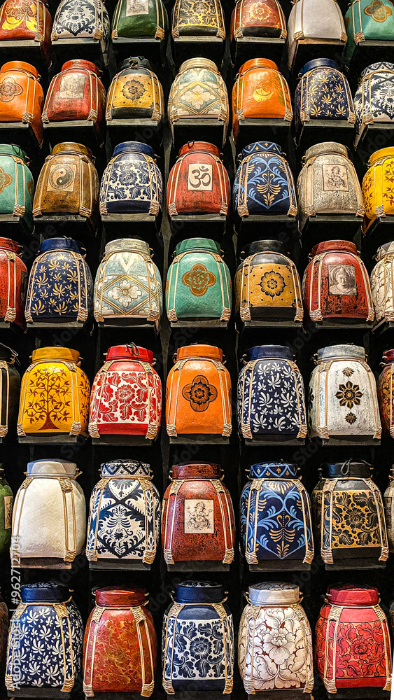 Fototapeta premium colorful asian tea jars