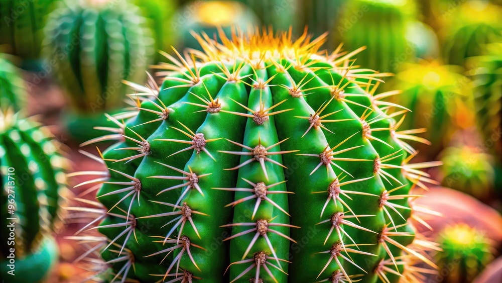 Powerful cactus with sharp spines and vibrant green color, desert, plants, nature, spikes, succulent, strong, resilient Powerful cactus with sharp spines and vibrant green color, desert, plants, nature, spikes, succulent, strong, resilient