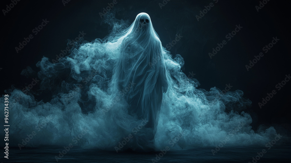 Obraz premium Ghostly figure emerges from smoke.