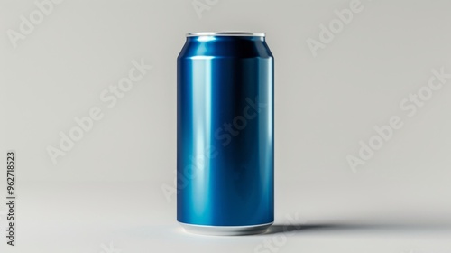 Wallpaper Mural A bright blue aluminum can stands tall against a soft, neutral background. Its sleek design and vibrant color make it eye-catching. Ideal for branding or product mockups. AI Torontodigital.ca