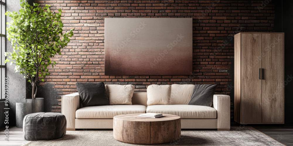 Obraz premium Modern loft apartment interiors with chic industrial design, artistic accents and cozy ambiance