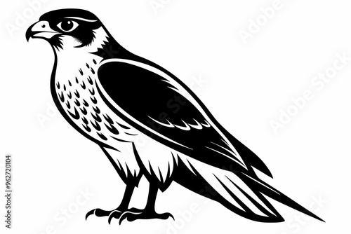 Falcon Bird silhouette vector illustration, Falcon attack design on white background