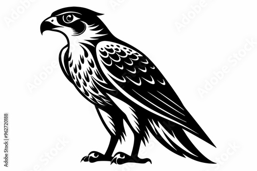 Falcon Bird silhouette vector illustration, Falcon attack design on white background