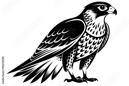 Falcon Bird silhouette vector illustration, Falcon attack design on white background