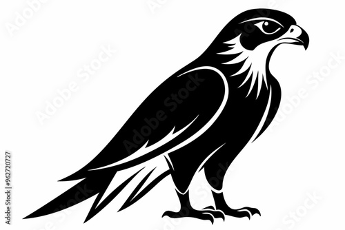 Falcon Bird silhouette vector illustration, Falcon attack design on white background