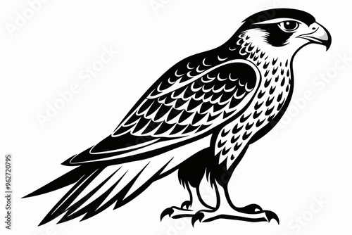 Falcon Bird silhouette vector illustration, Falcon attack design on white background