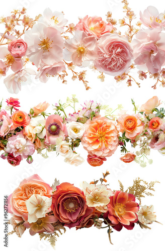 elegant wedding flower blossom texture in pack of three