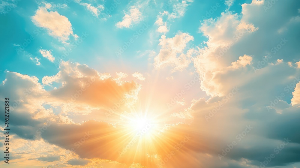 Bright sunbeams painting sky in pastel shades Bright sunbeams painting sky in pastel shades