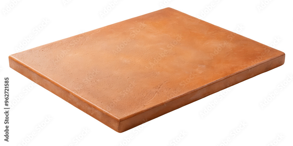 Square terracotta tile with a smooth surface, featuring an earthy tone ideal for interior and exterior decoration. Isolated on transparent background, png. Square terracotta tile with a smooth surface, featuring an earthy tone ideal for interior and exterior decoration. Isolated on transparent background, png.