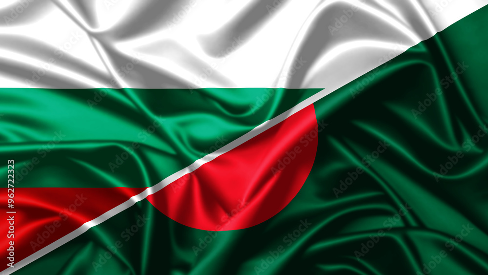Obraz premium United waving flag of Bulgaria and Bangladesh