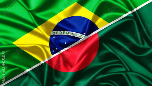 United waving flag of Brazil and Bangladesh