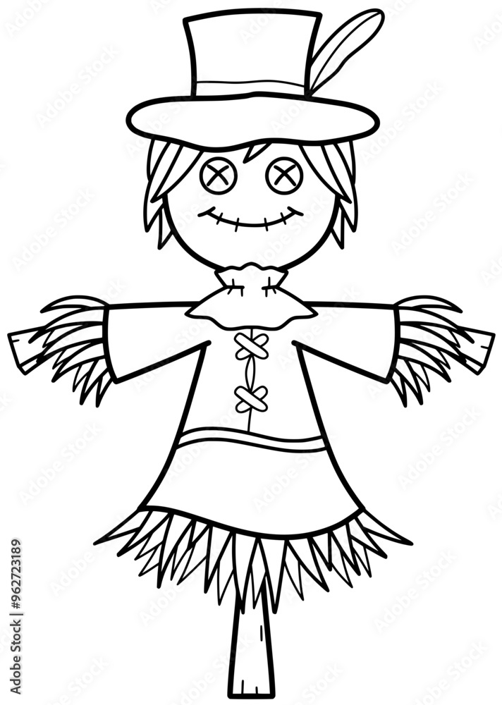 Cute scarecrow doodle line illustration by hand drawn Cute scarecrow doodle line illustration by hand drawn