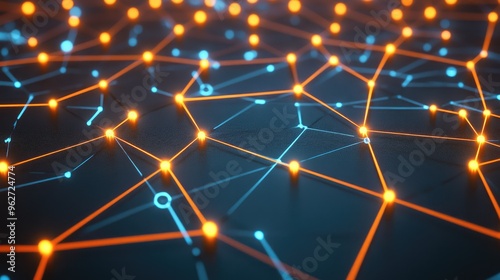 Digital nodes linked by glowing paths