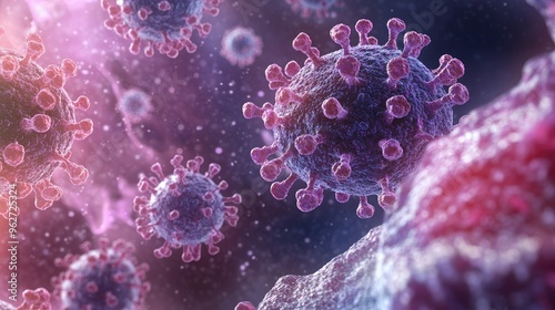 Close up of bacteria and virus cells. Biology, Science medicine background