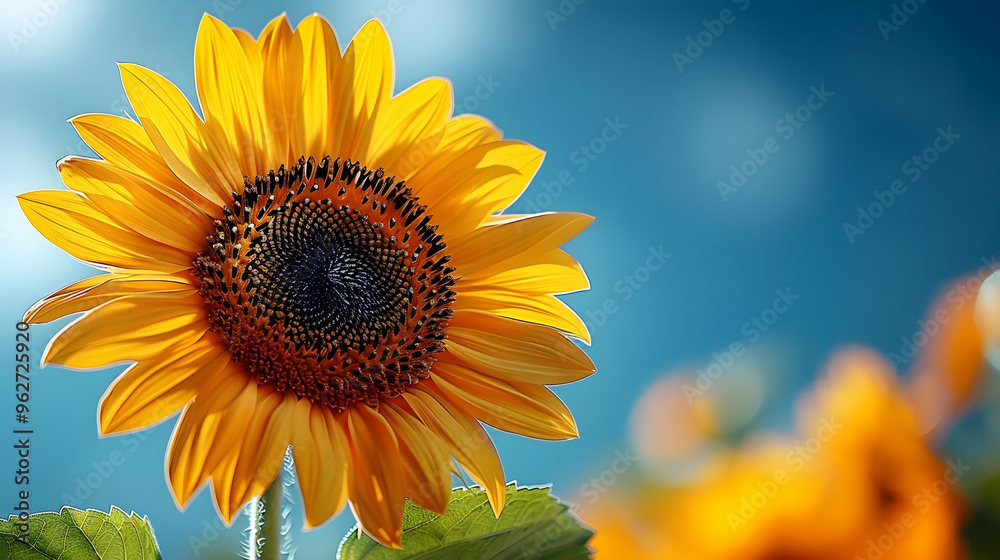 Bright Yellow Sunflower Blooming in a Field Photo Bright Yellow Sunflower Blooming in a Field Photo