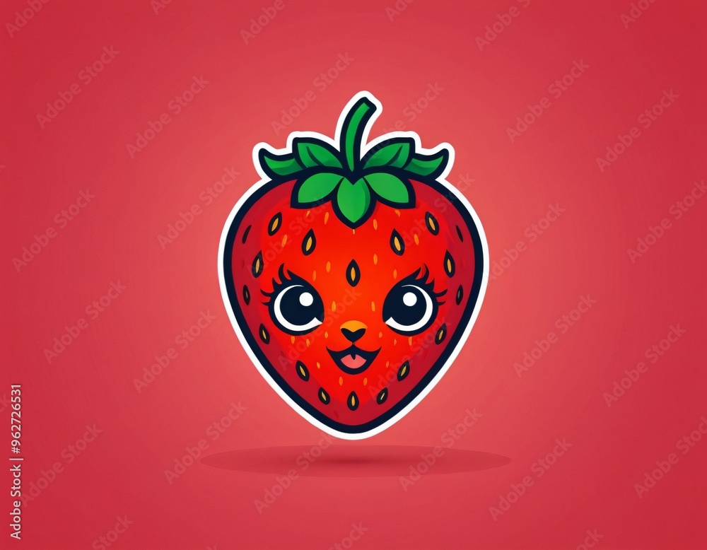 Obraz premium strawberry logo mascot icon illustration in flat color style illustration. Ai generated images