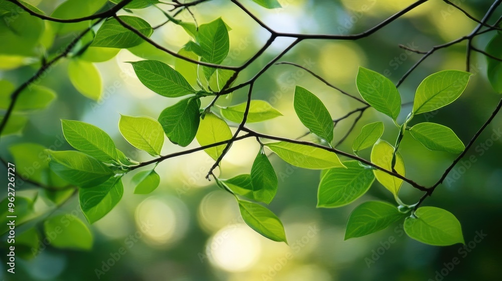 Fresh green leaves on tree branches Fresh green leaves on tree branches