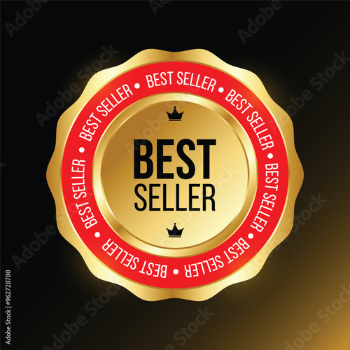vector seller business golden label badge design
