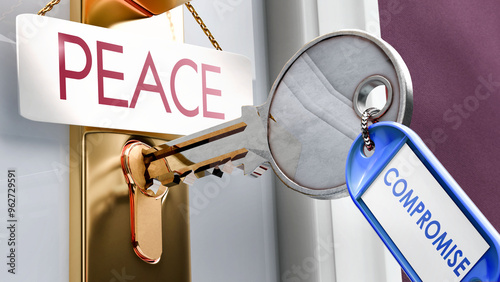 Tableau sur toile Compromise leads to Peace - it's a key to unlock peace