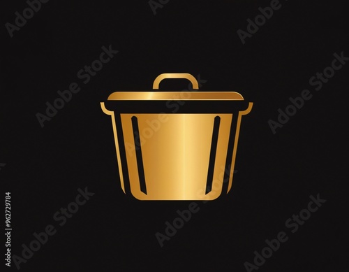 Trash bin silhouette logo design. icon in black and gold color. Ai generated images