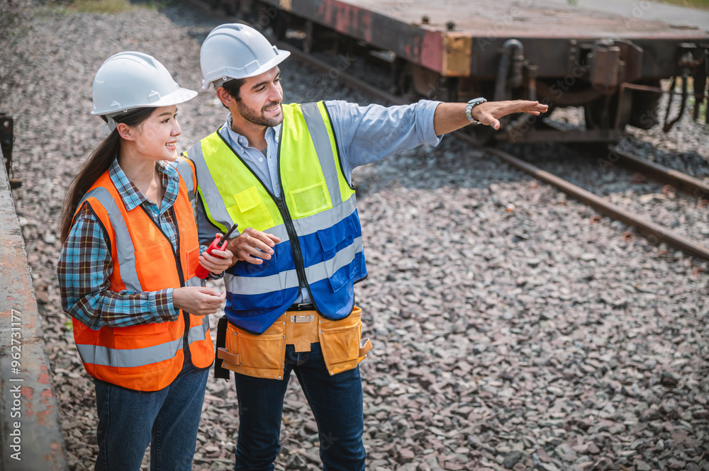 Team engineers are on duty and discussed in the job site of train garage.
Team engineers are on duty and discussed in the job site of train garage.