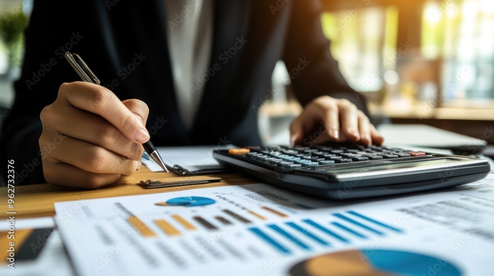 Businessperson Analyzing Financial Data Businessperson Analyzing Financial Data