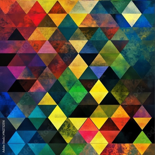 A colorful layered triangular background that offers a vibrant and dynamic visual experience. The triangles are arranged in a unique pattern, with each layer adding depth and dimension. The colors ble